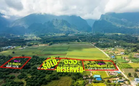 Three land plots for sale in Mae Sai, Chiang Rai, from 6 rai 45 sq.wah