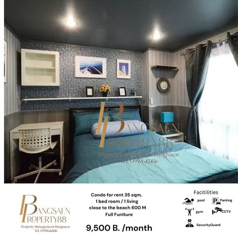 คอนโดพร้อมอยู่ให้เช่า สัญญา 1 ปี ขนาด 35 ตรม ราคาเดือนละ 9500 บาท