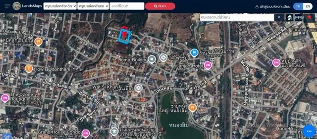 ขายที่ดินเปล่า 264.3 ตารางวา ใจกลางเมืองอุดรธานี ใกล้หนองสิม