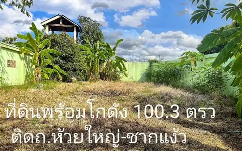 ขายที่ดินพร้อมโกดัง ห้วยใหญ่-ชากแง้ว ชลบุรี เนื้อที่ 100.3 ตร.ว.