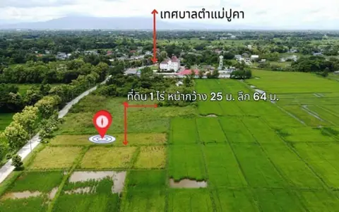 ขายที่นาติดถนนคอนกรีตวิวสวยใกล้เทศบาลแม่ปูคา สันกำแพง เชียงใหม่